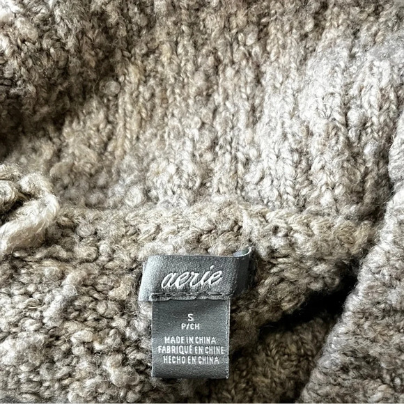 AERIE Gray Beige Mock Neck Wool Blend Pullover Sweater Size Small | EUC - Picture 6 of 10